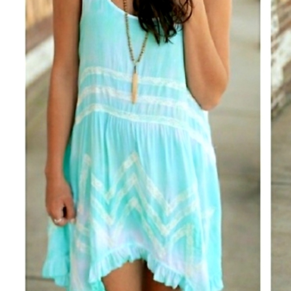 Infinity Raine BOHO Tie-dye Lace Trapez Dress - Picture 5 of 9